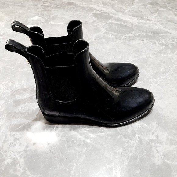 Sam Edelman Glossy Chelsea Rain Boots Protective Blk Rubber Women's SZ 6 - Picture 2 of 6